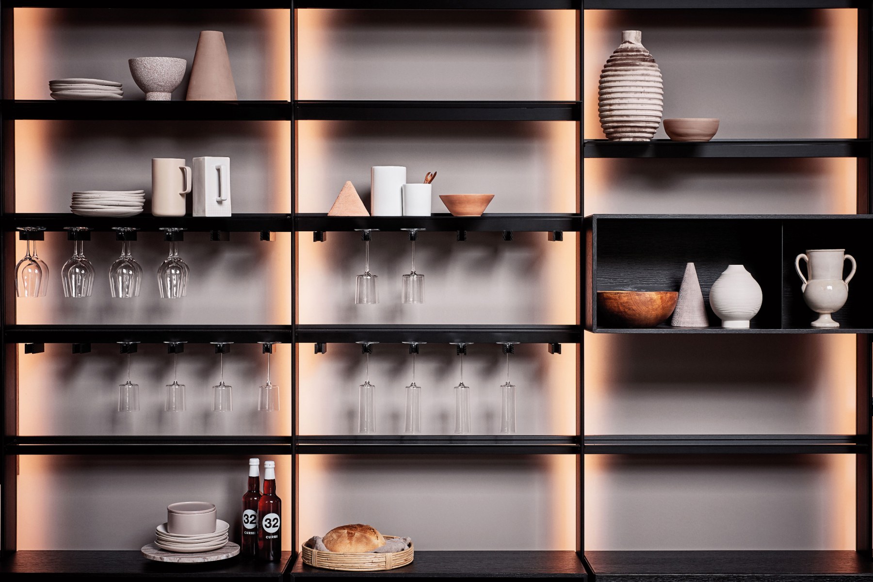 Coordinated kitchen and living interior